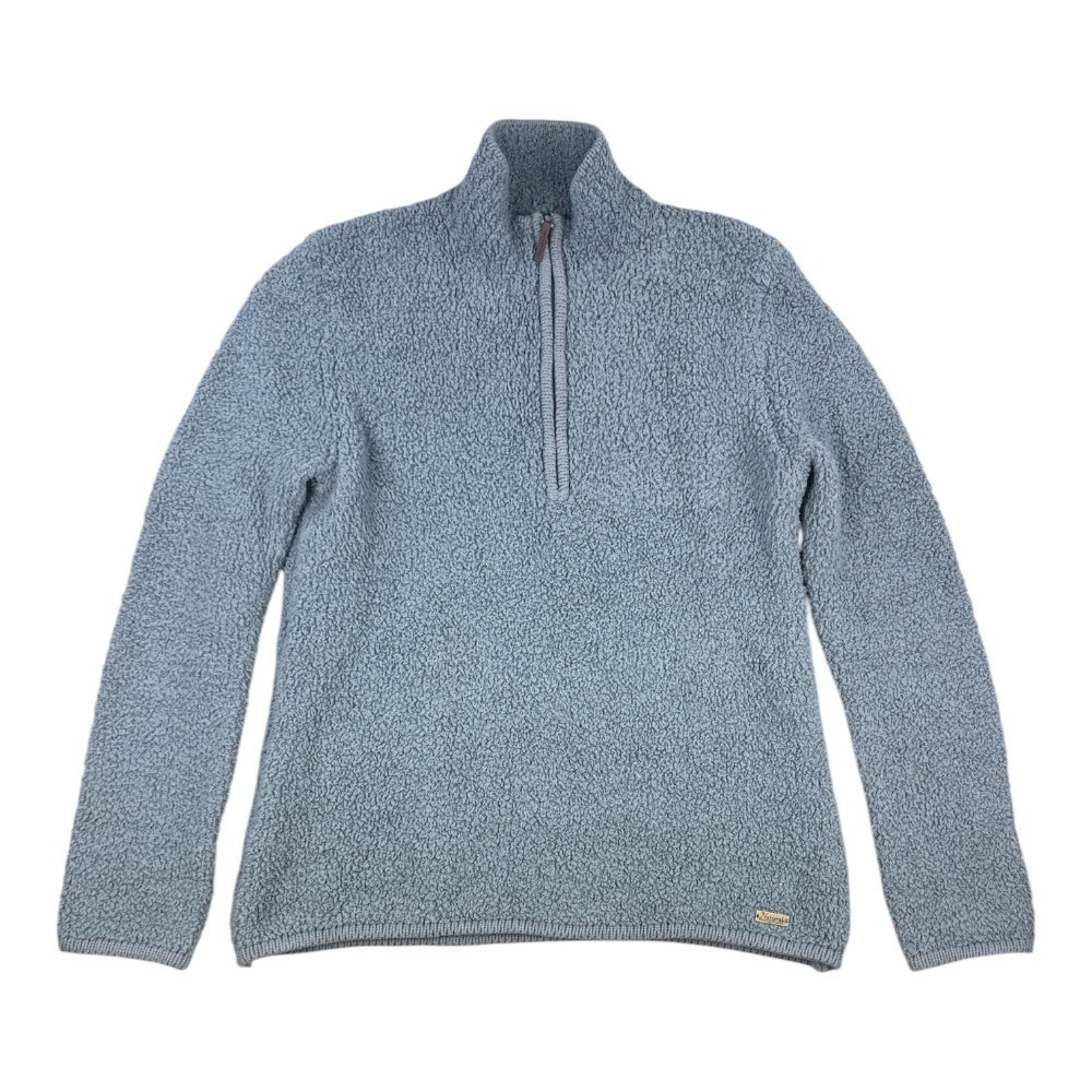 Natural Reflections Womens Blue Sherpa Fleece Quarter Zip Pullover Sweater M